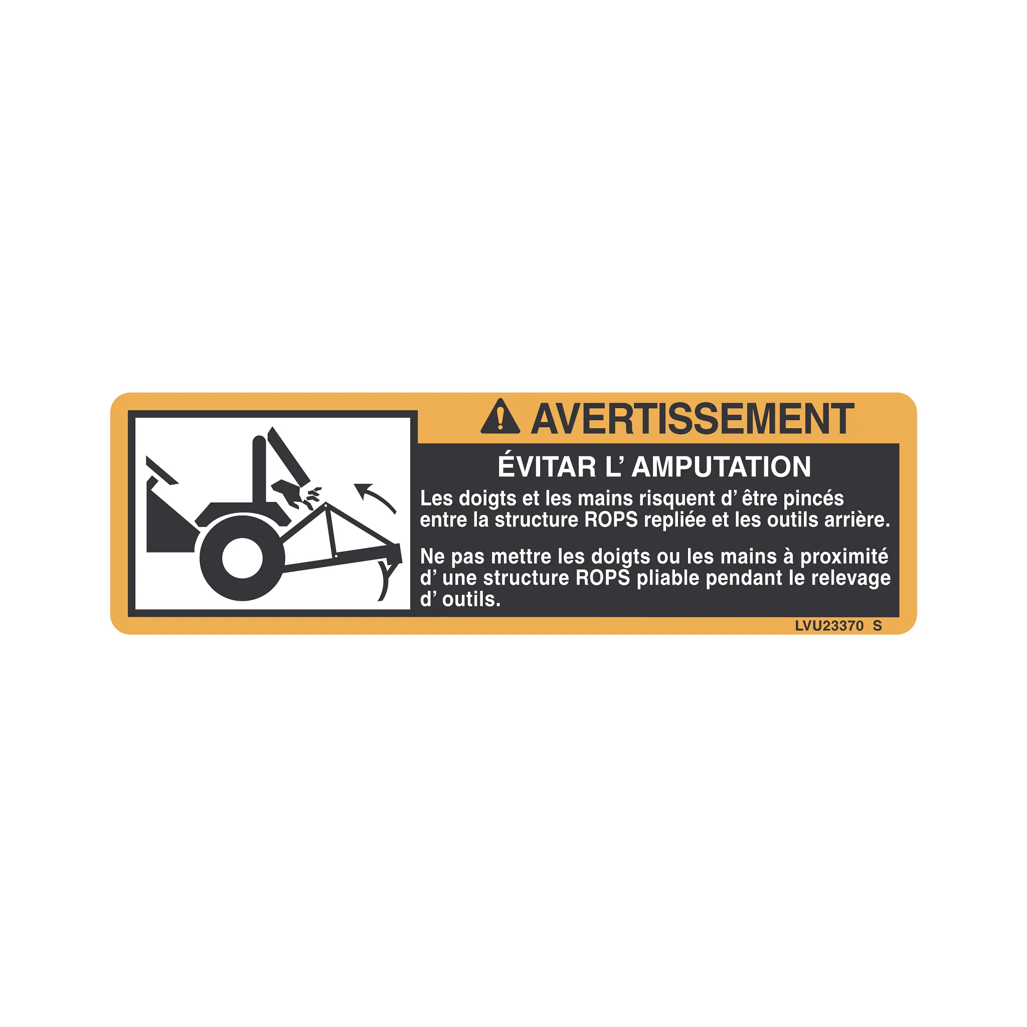 John Deere Folding ROPS Warning Label - LVU23370