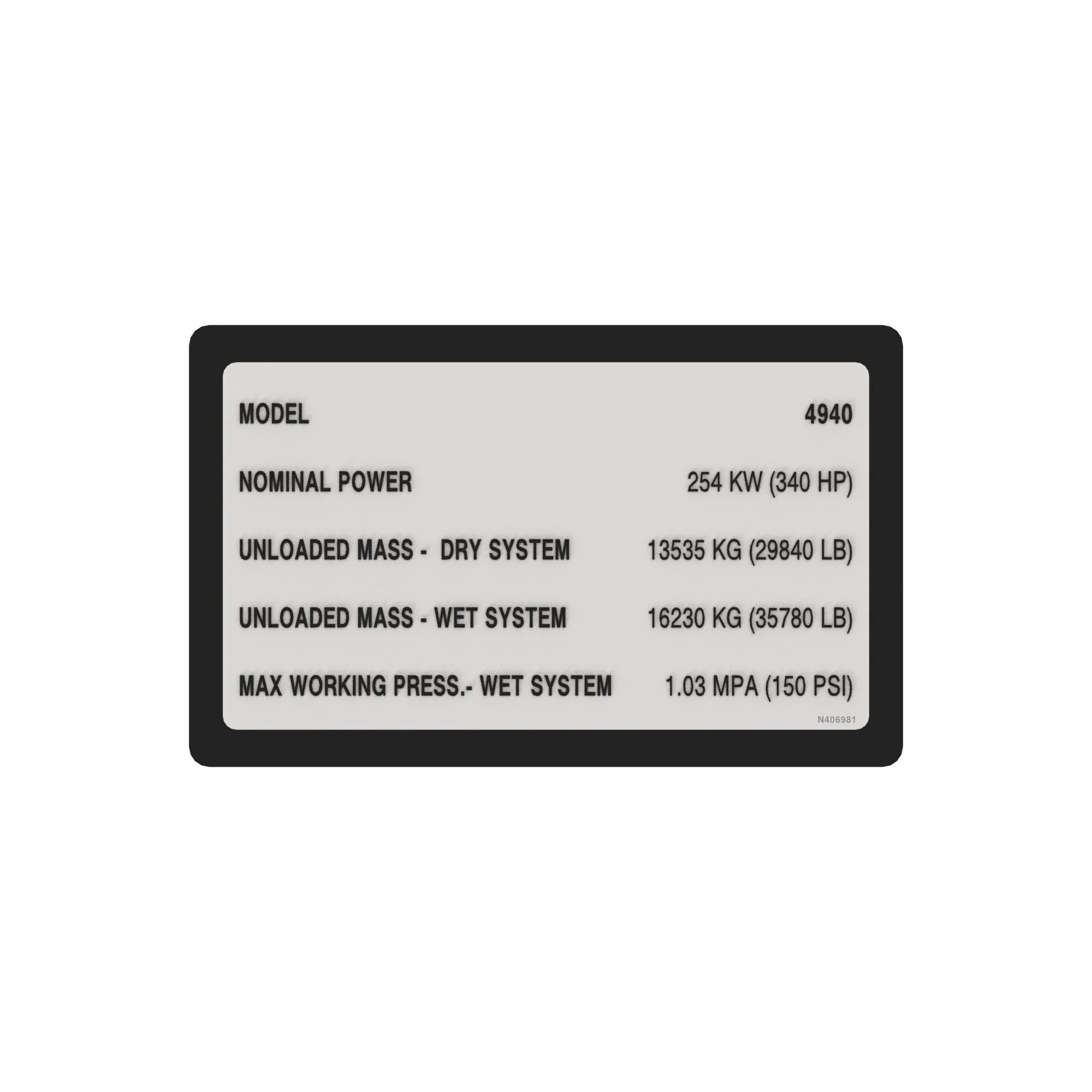 John Deere System Information Label - N406981