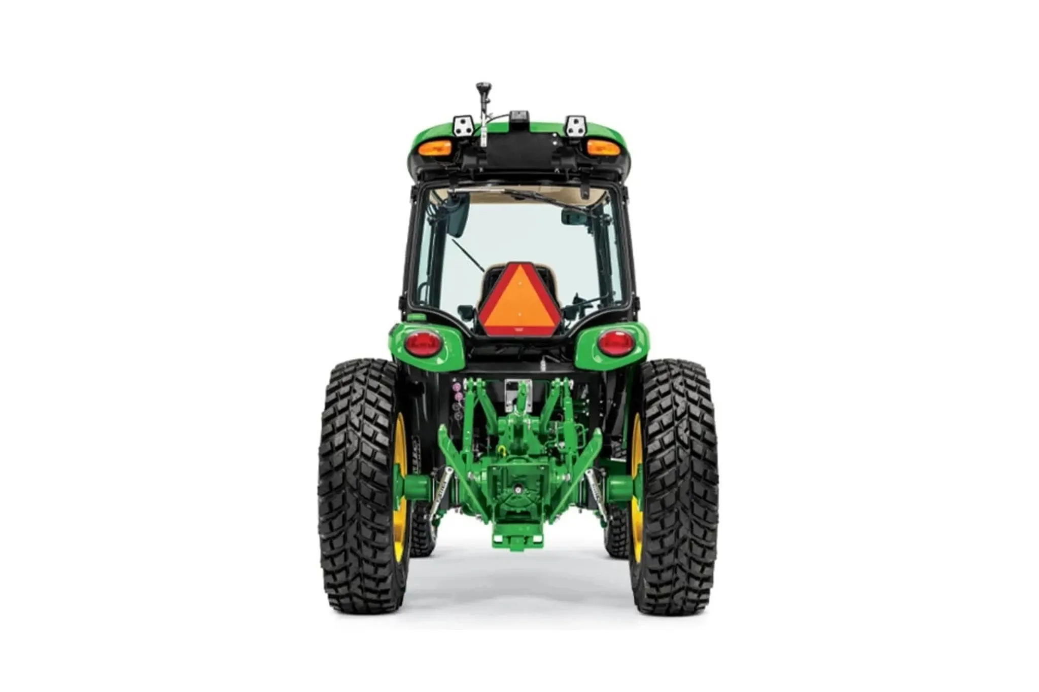 Studio image of a 4075R Compact Tractor from a rear view