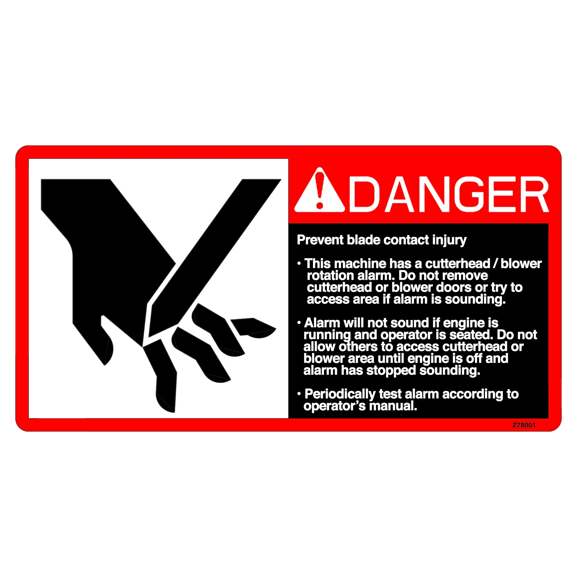 John Deere Safety Sign, Label - Z78001