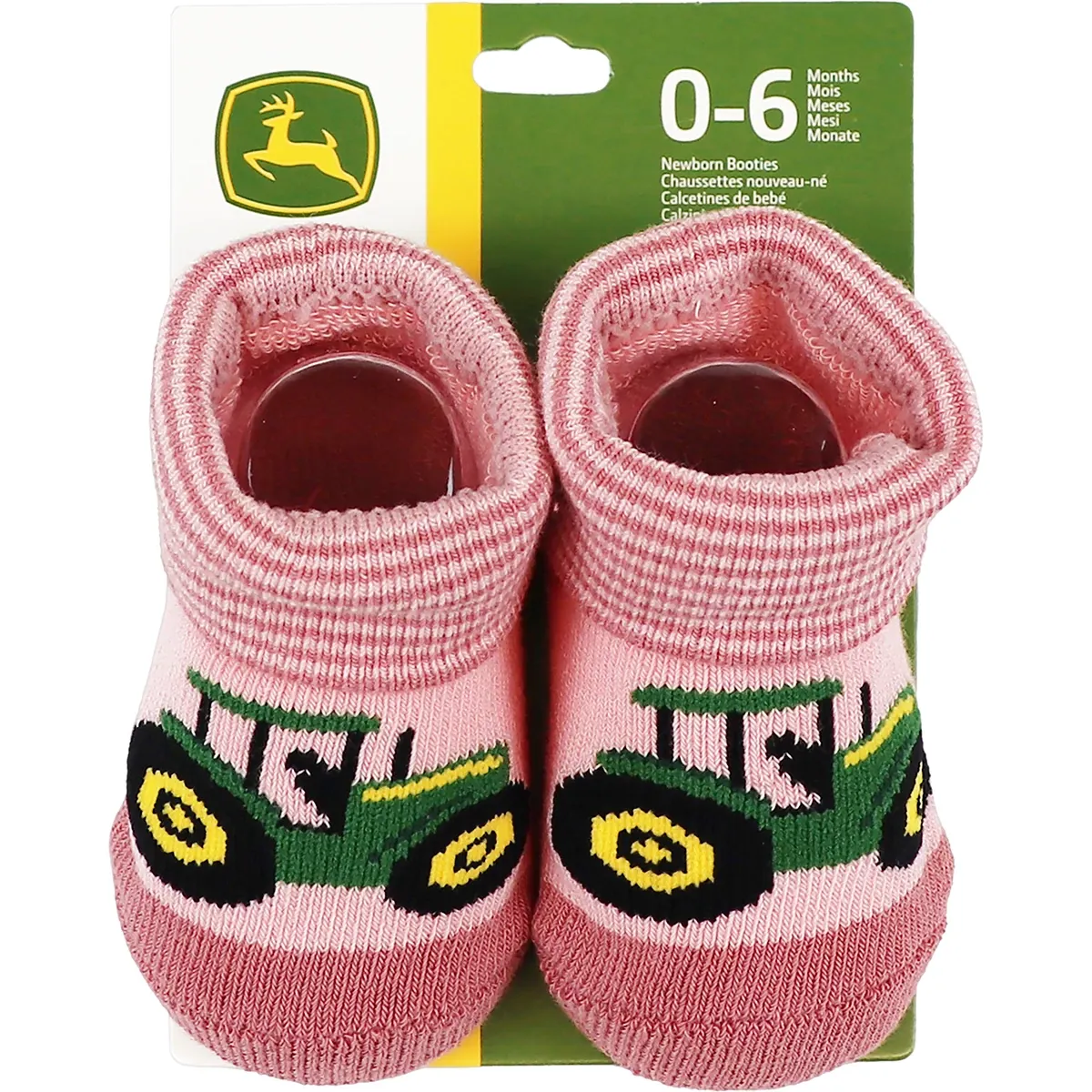 Infant Tractor Pink Cuffed Booties 