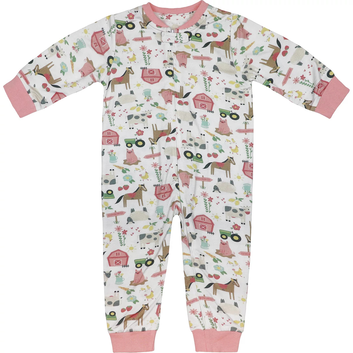 Infant Pink Barn and Farmland coverall