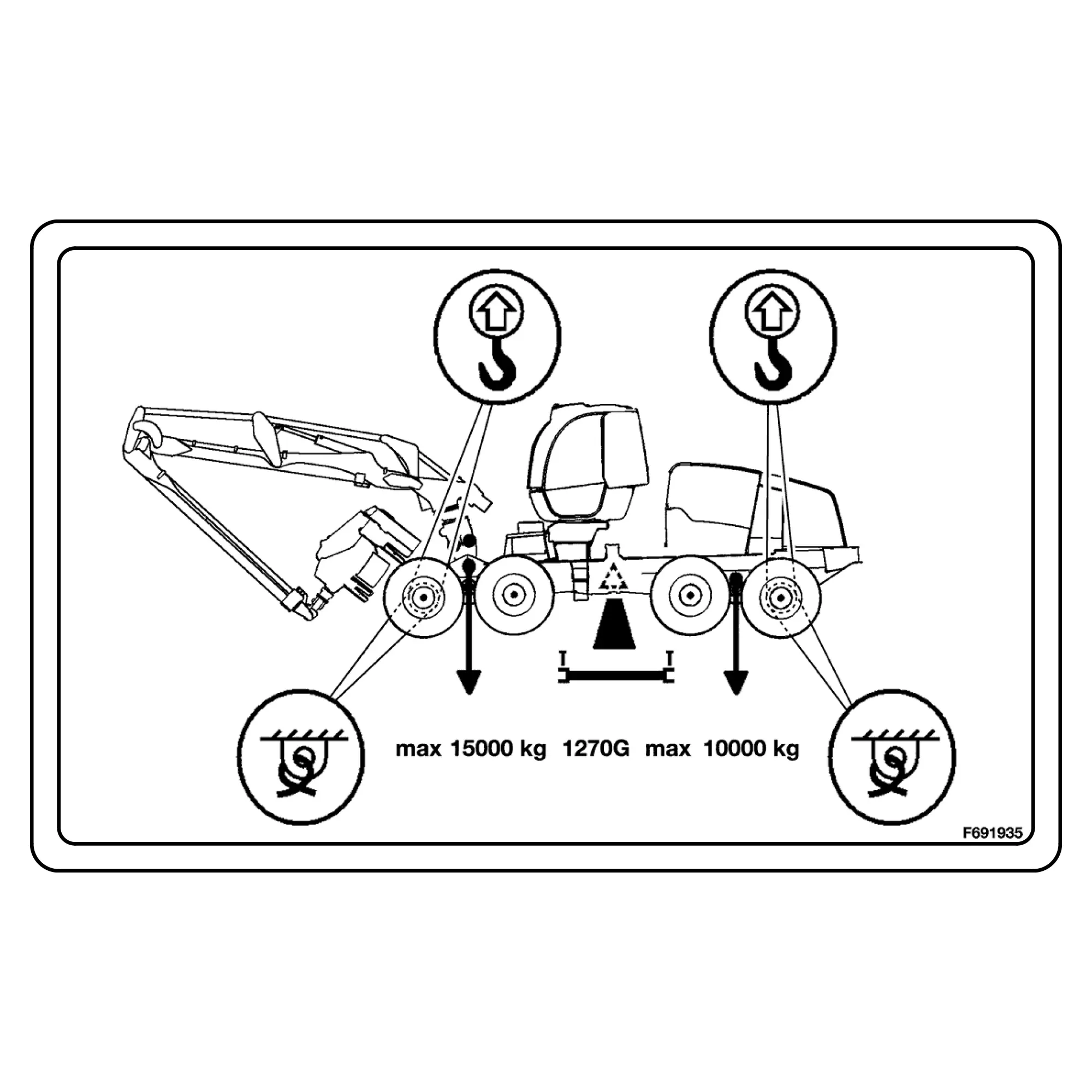 John Deere Tiedown and Lifting Points 8W Label - F691935