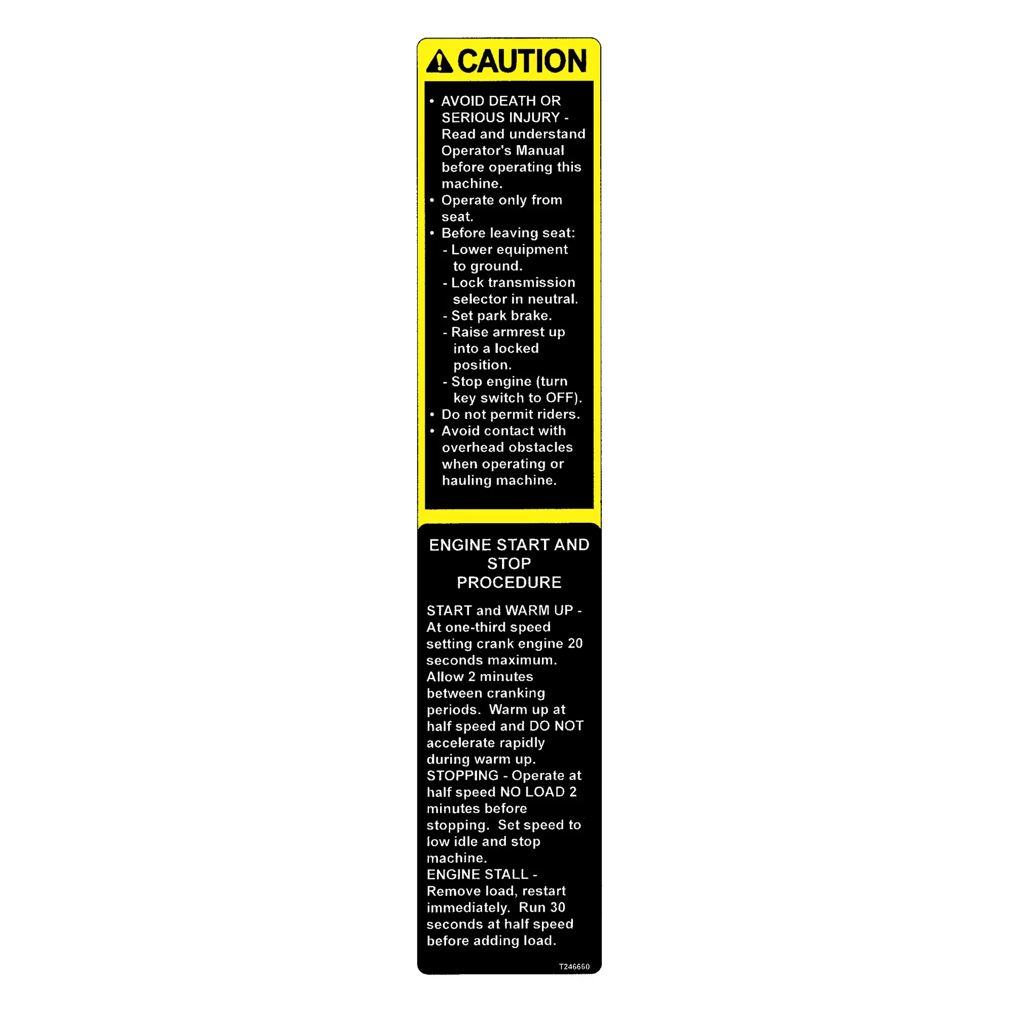 John Deere Safety Sign - T246660