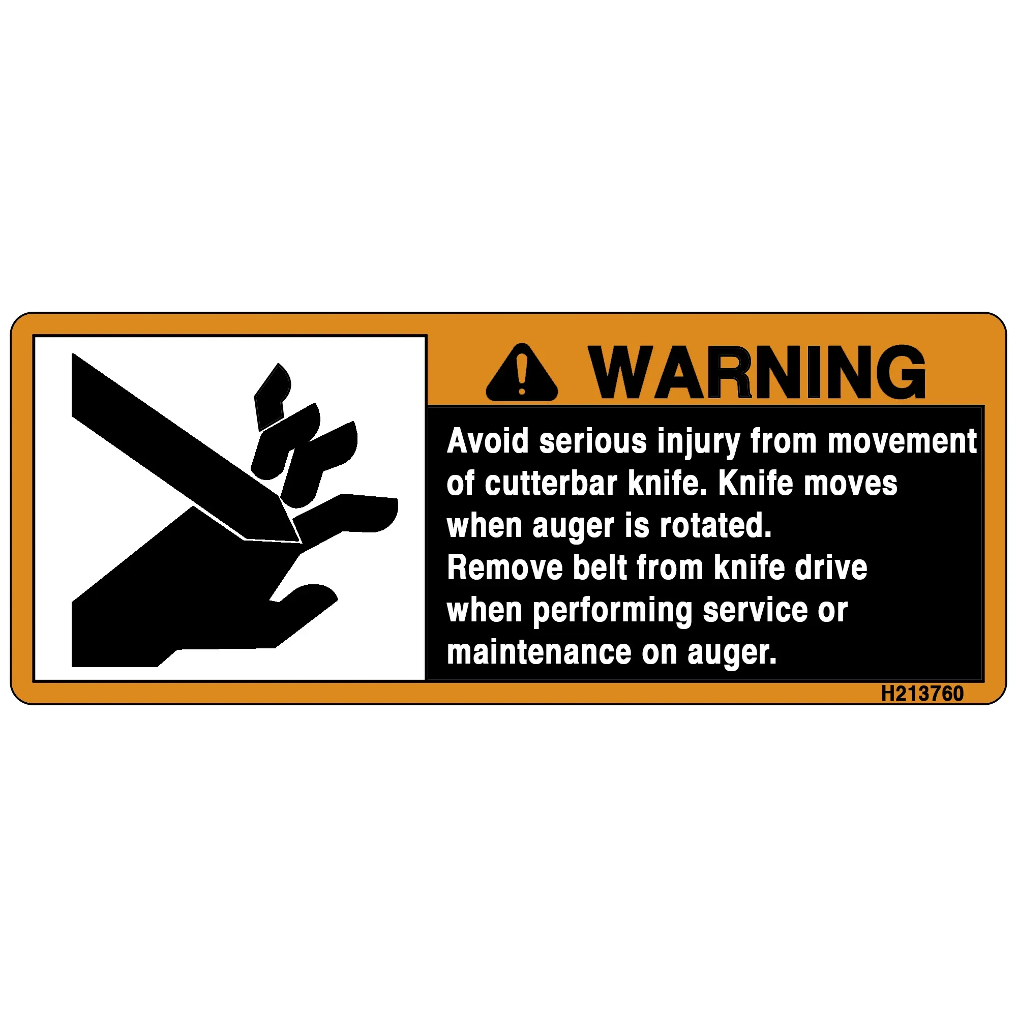 John Deere Safety Sign, Cutterbar - H213760