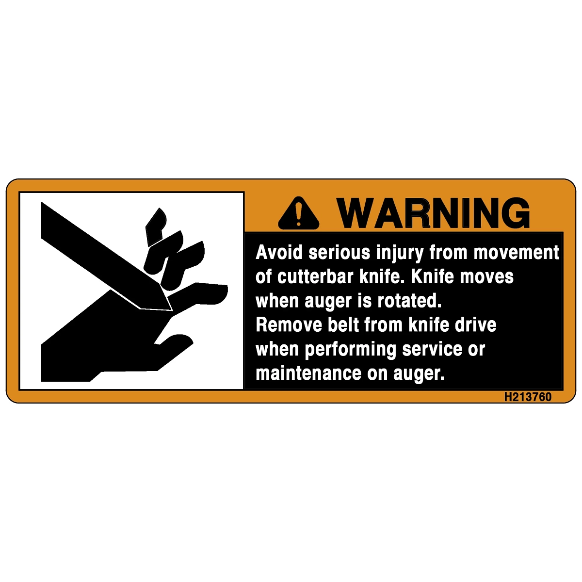 John Deere Safety Sign, Cutterbar - H213760