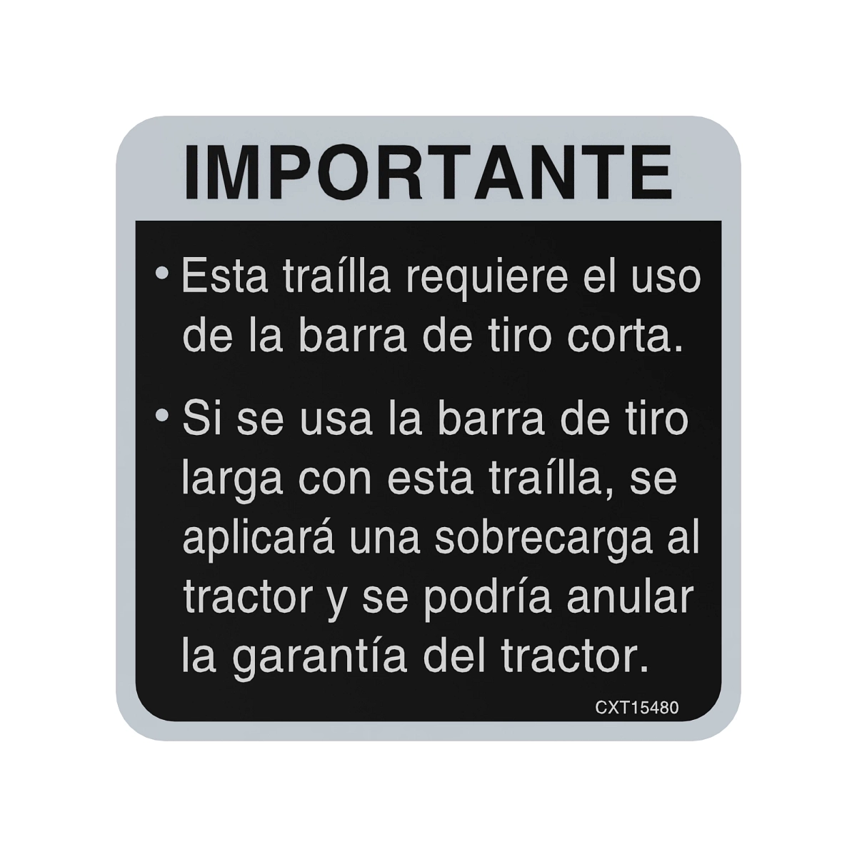 Safety Sign, Decal-Short Drawbar