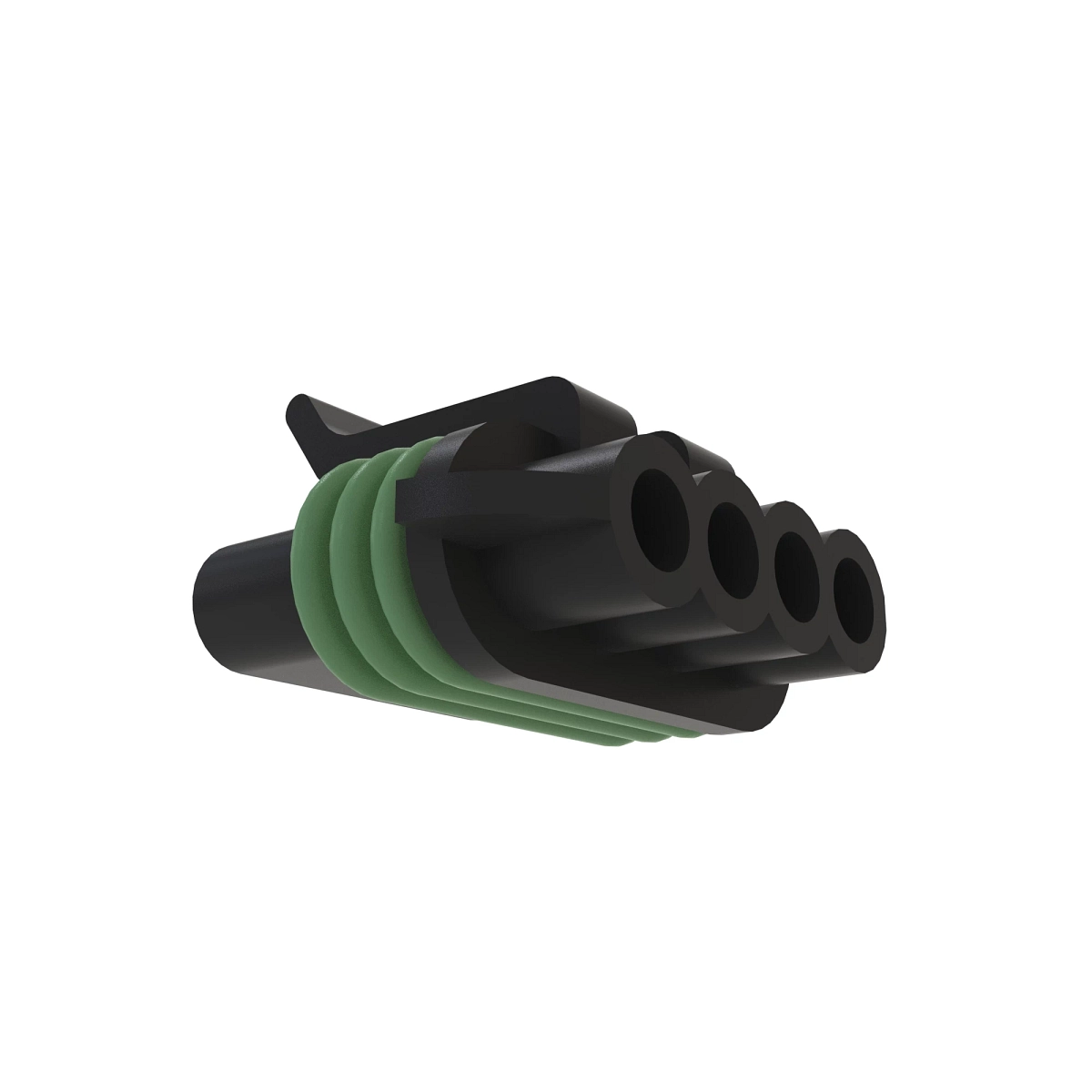 John Deere Black External Electrical Connector Housing, 4 Cavities - 57M8416