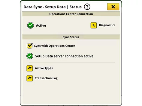 Data Sync Status screen