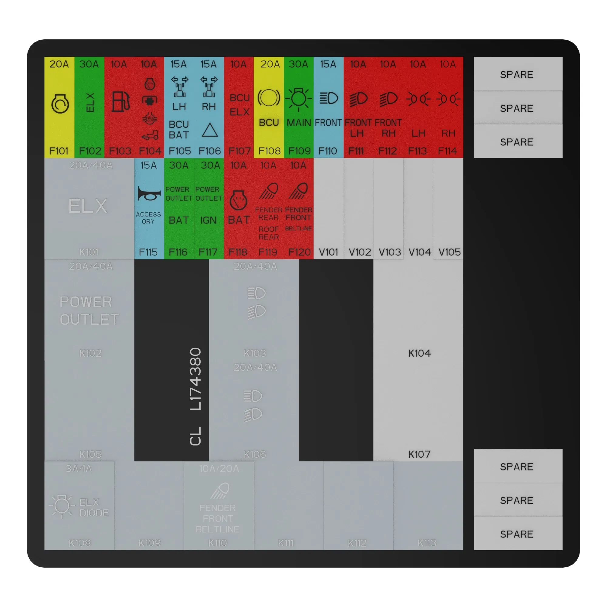 John Deere Fusebox Label - L174380