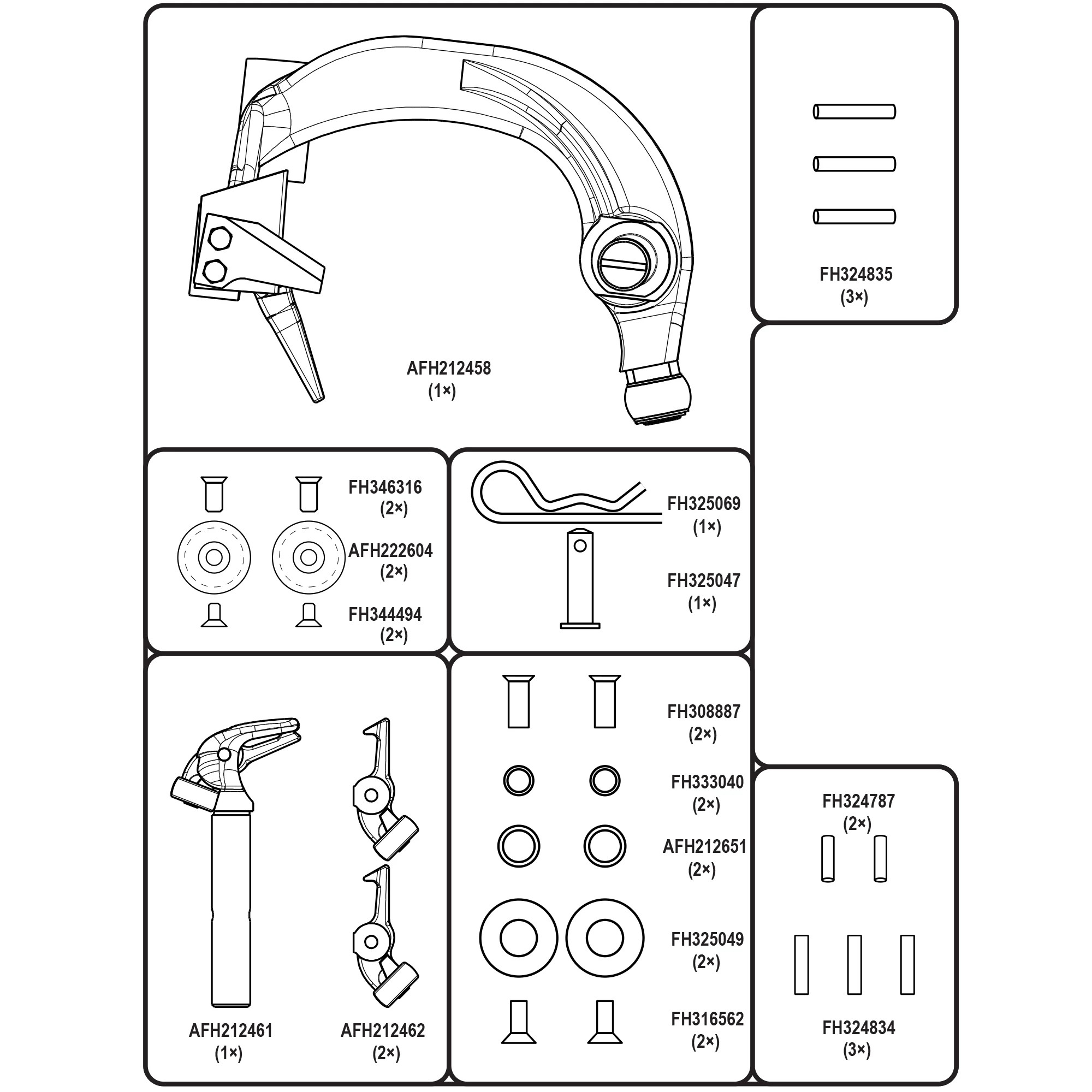 John Deere Large Square Baler Knotter Arm, Hook, and Hardware Kit - AFH215907