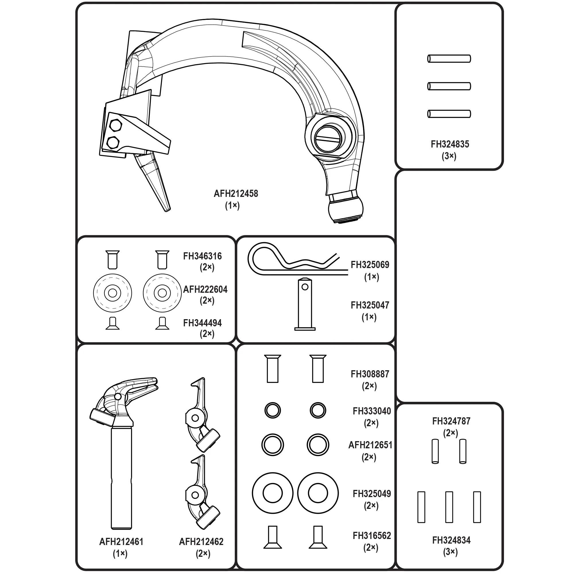 John Deere Large Square Baler Knotter Arm, Hook, and Hardware Kit - AFH215907