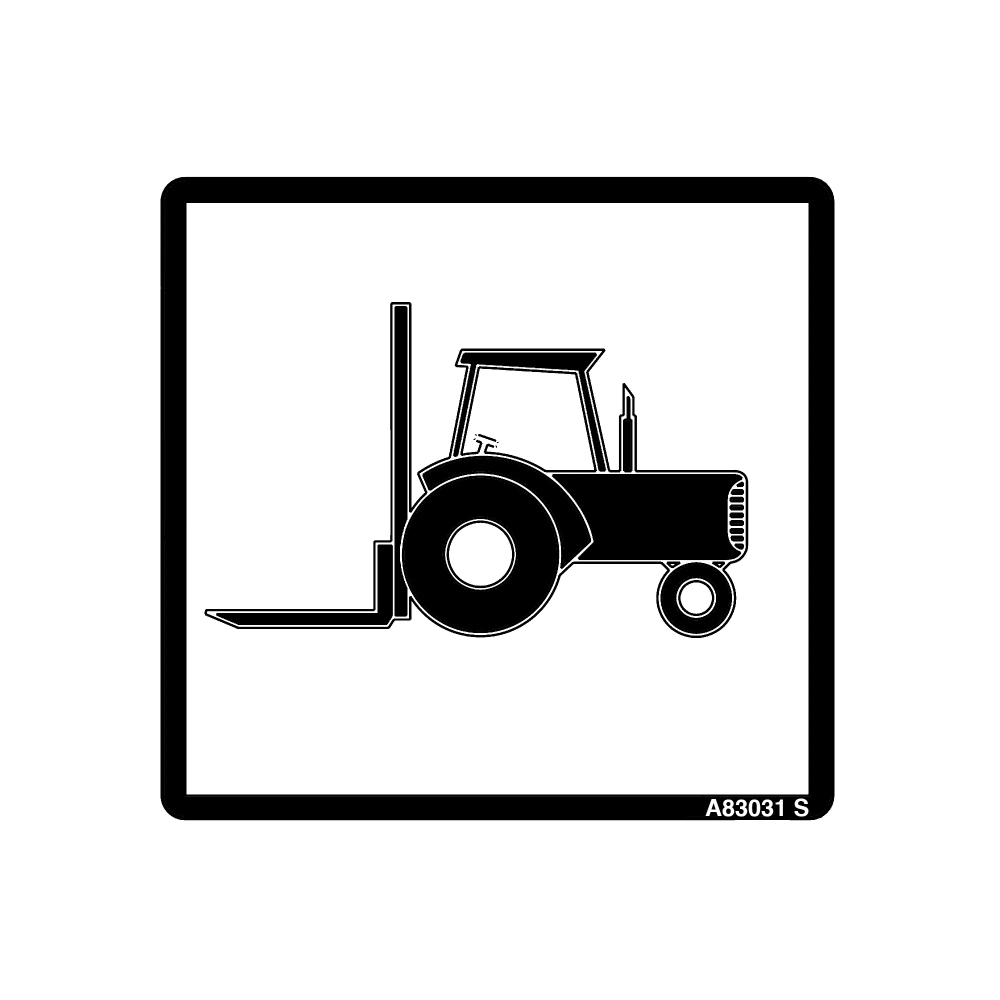 John Deere Fork Here Informational Text Free Label - A83031
