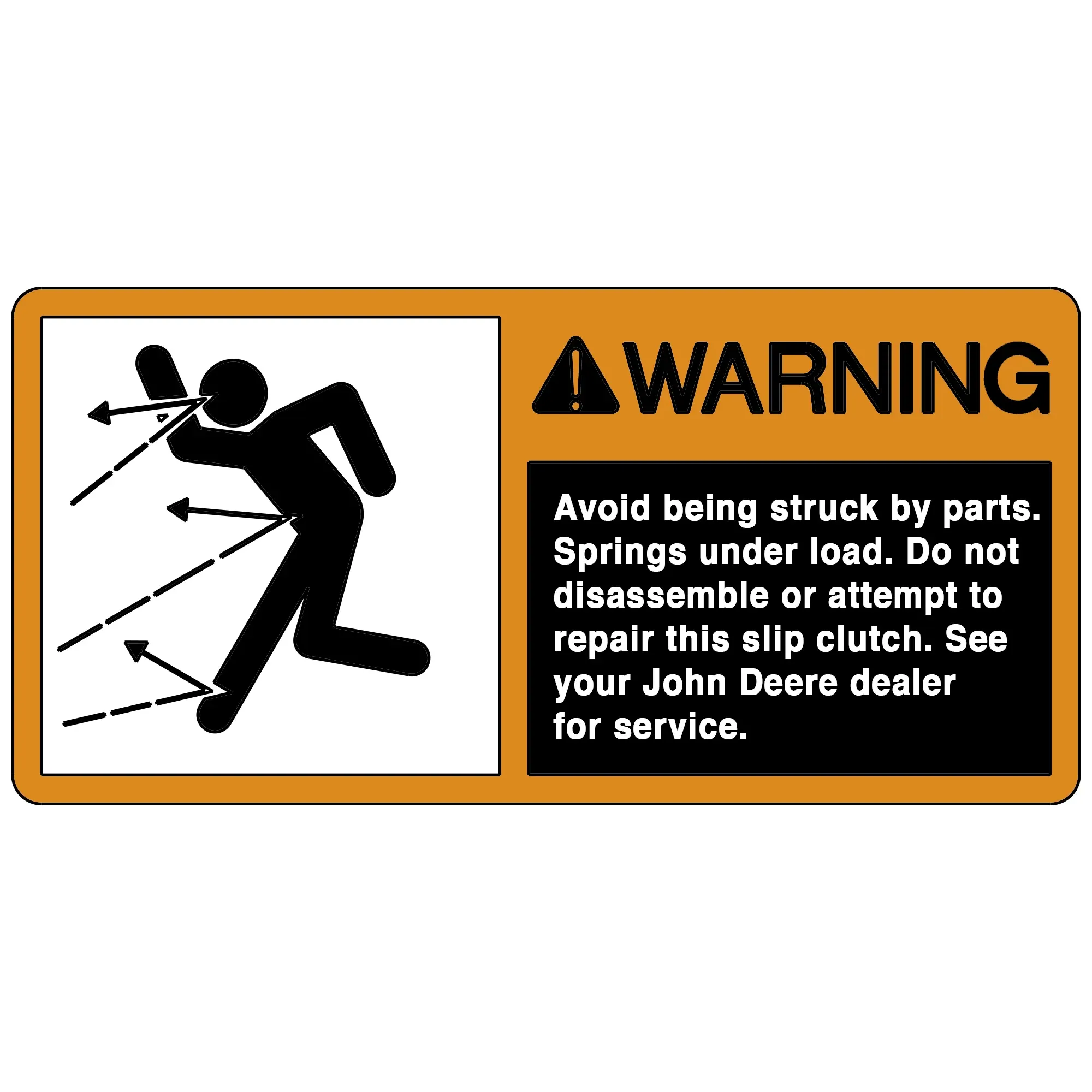 John Deere Safety Sign, Clutch Warning - H203500