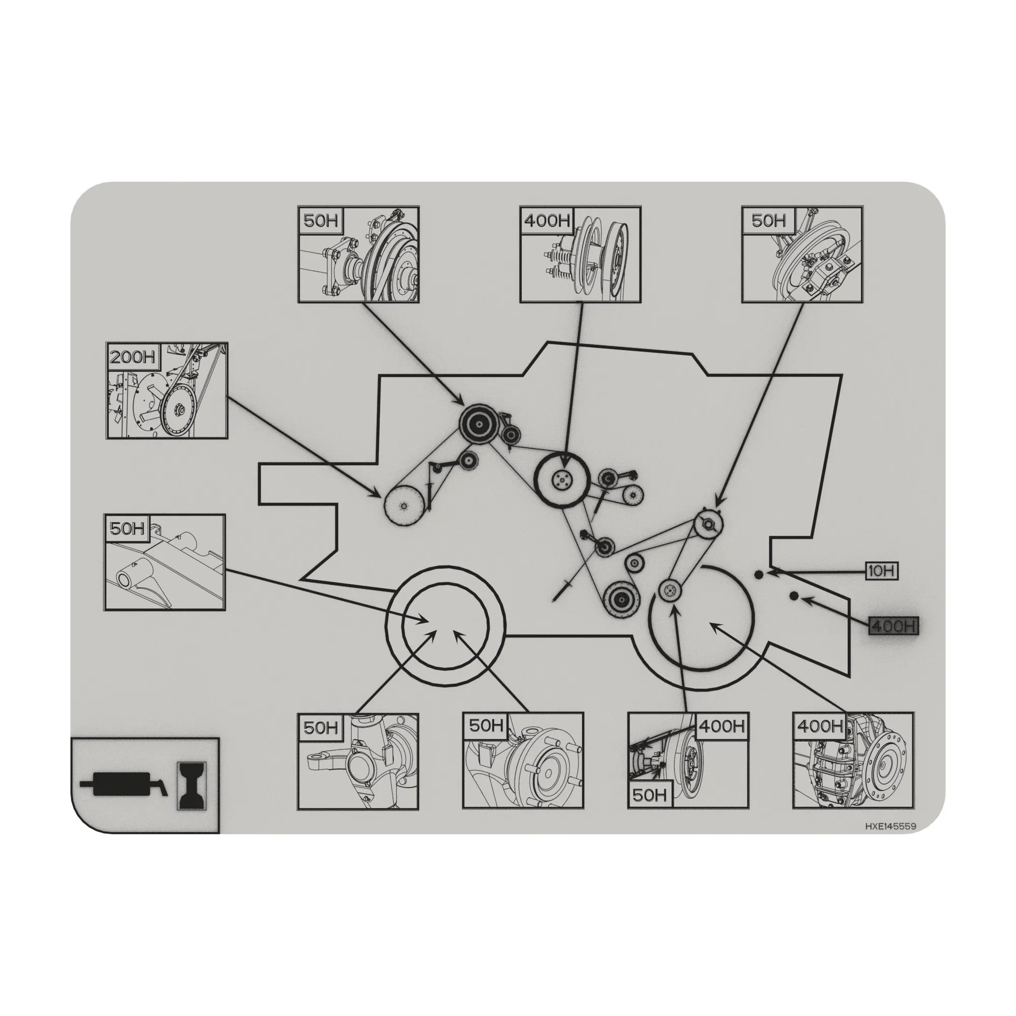 John Deere Lubricant Chart Label, Right Side - HXE145559