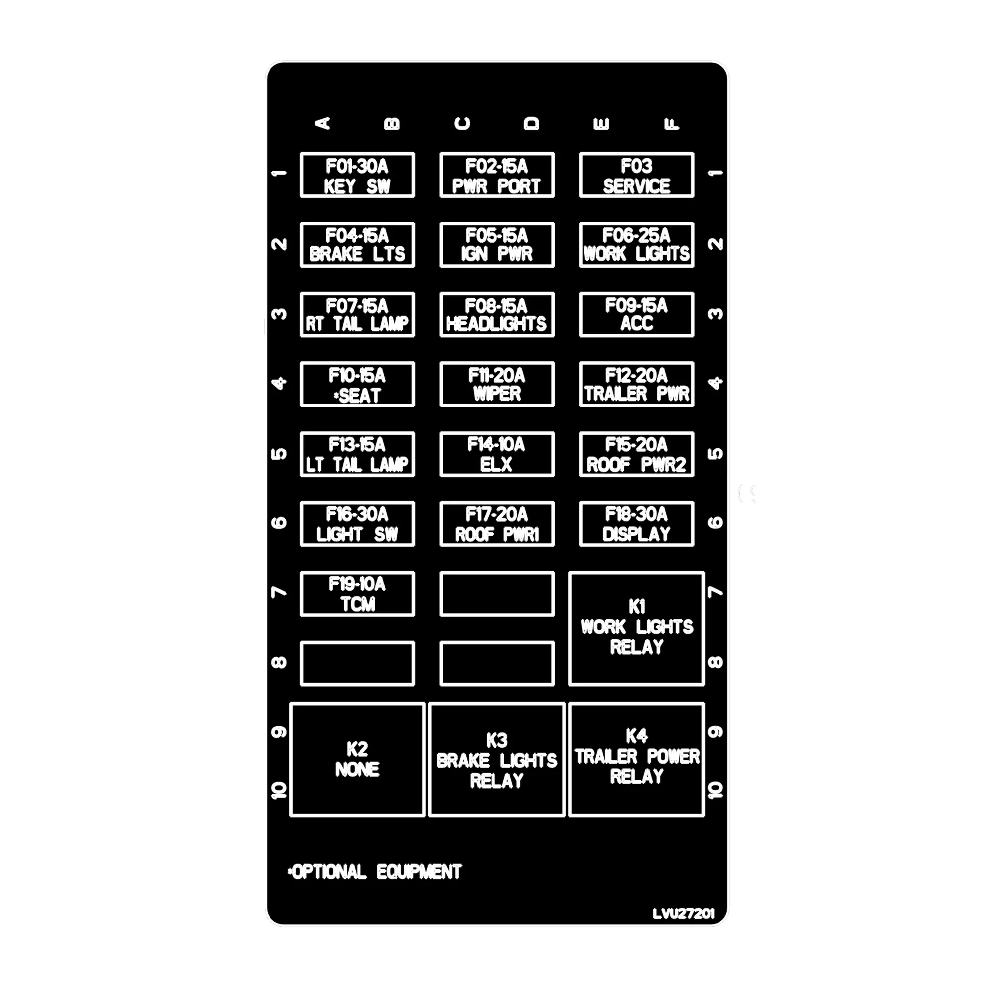 John Deere Load Center X35 Cab Label - LVU27201