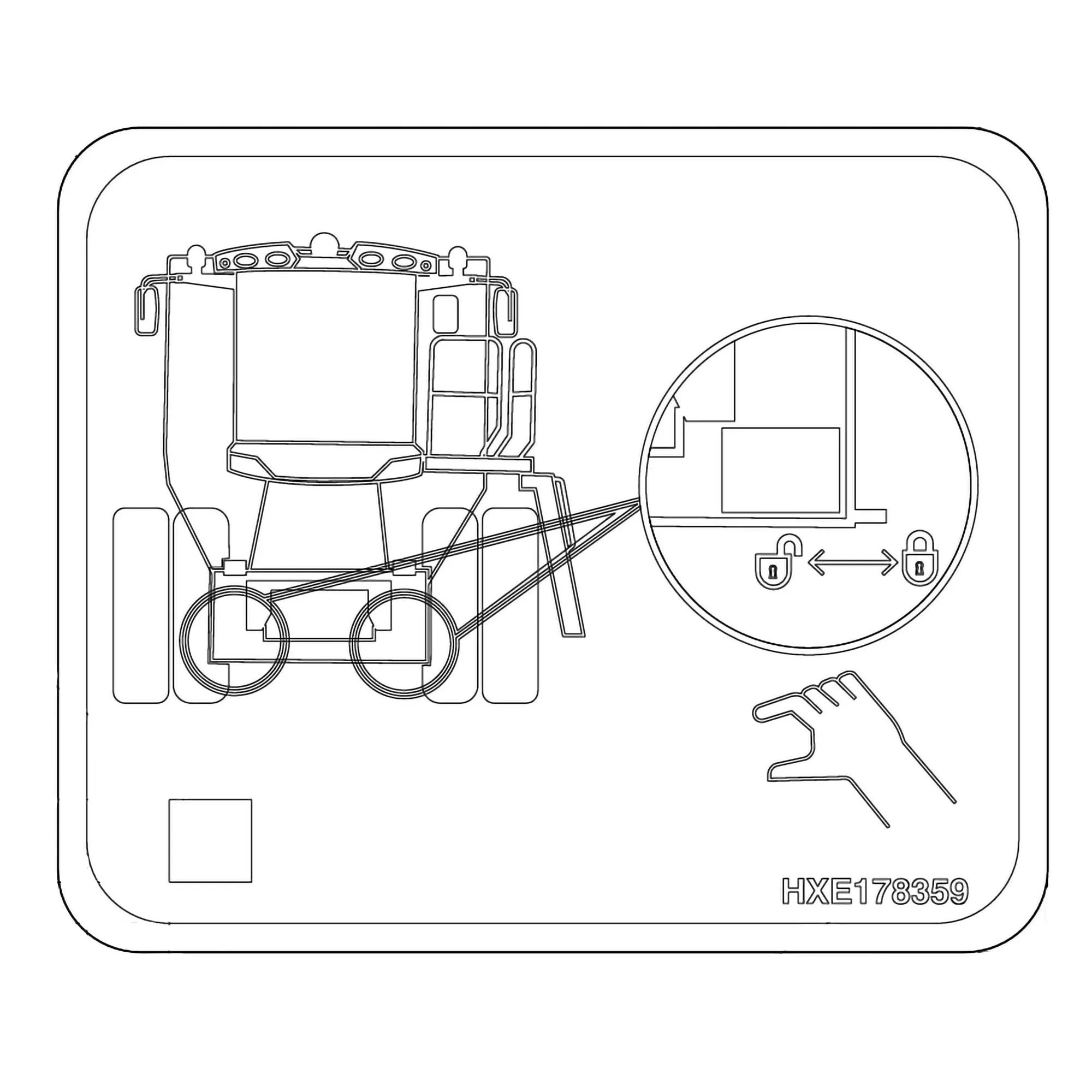 John Deere Header Locker Label - HXE178359