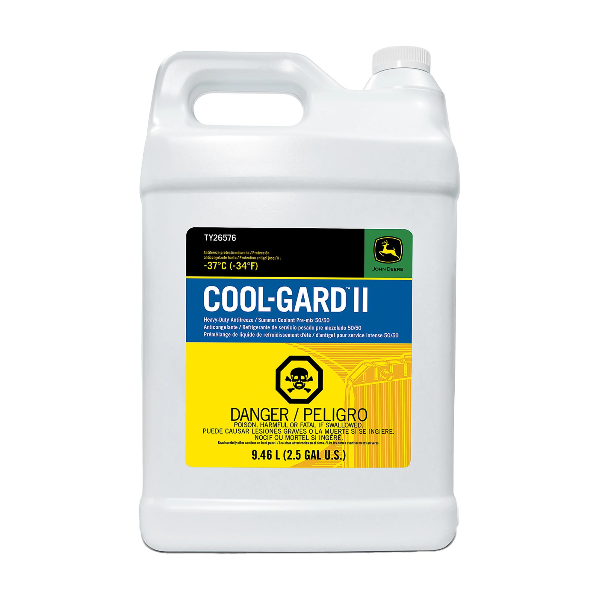 John Deere Coolant, Cool-Gard™ II, Pre-Mix (50/50), 9.46 Liter (2.5 Gallon) - TY26576