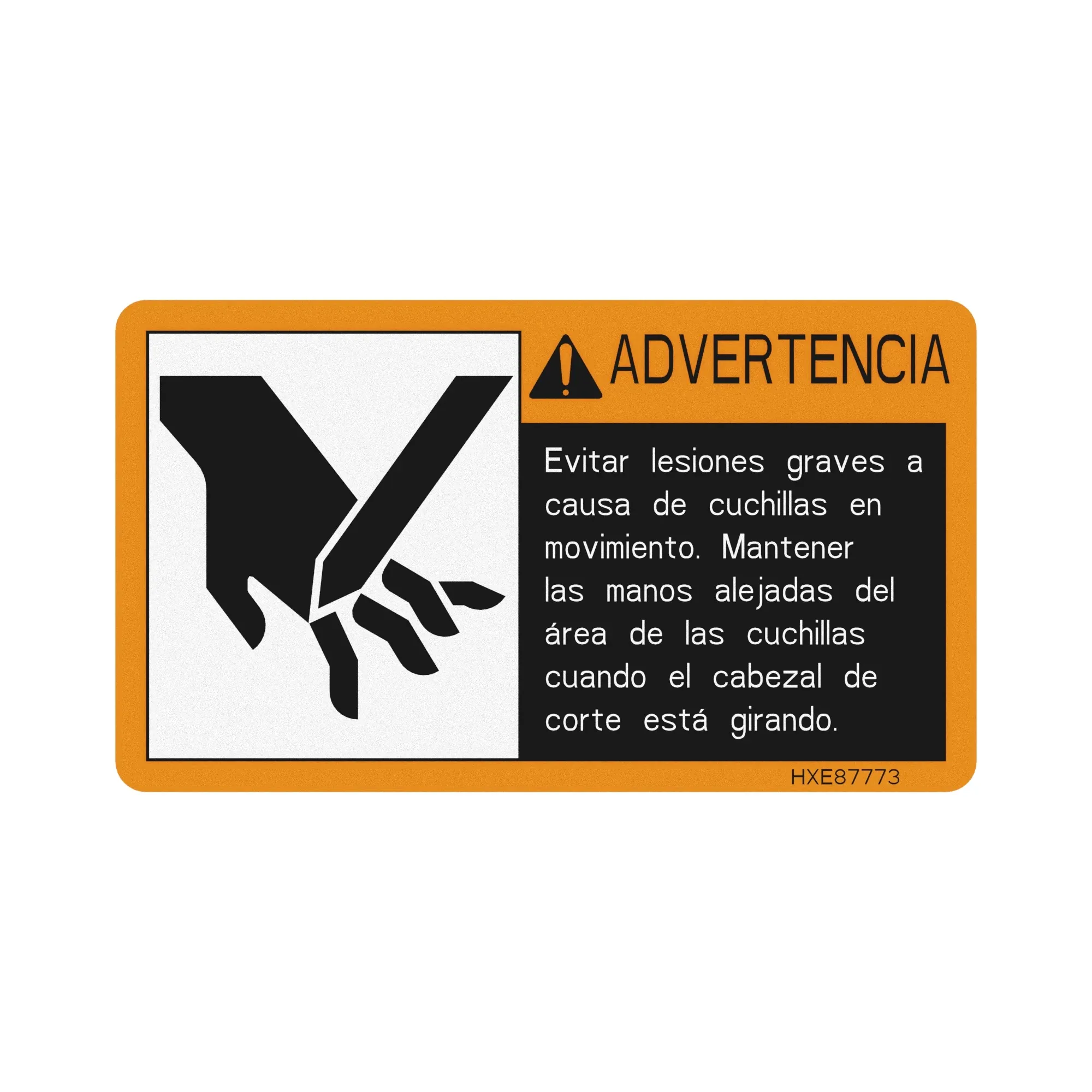 John Deere Safety Sign, Hands Out of Knives Area - HXE87773