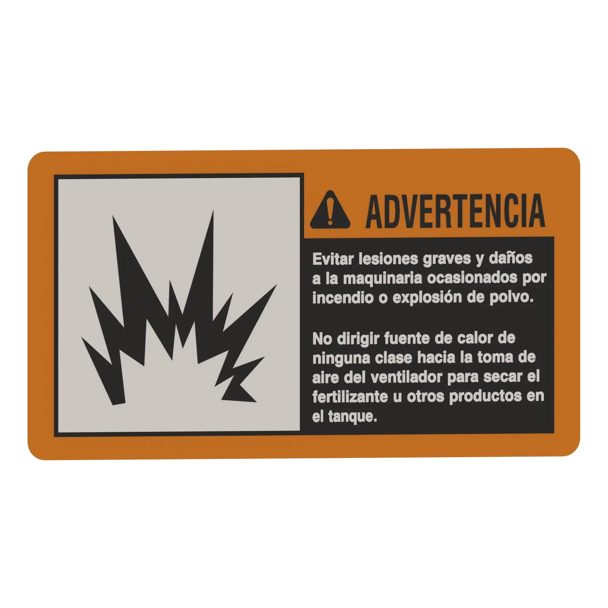 John Deere Safety Sign, Fan Inlet Burner Warning - A69479