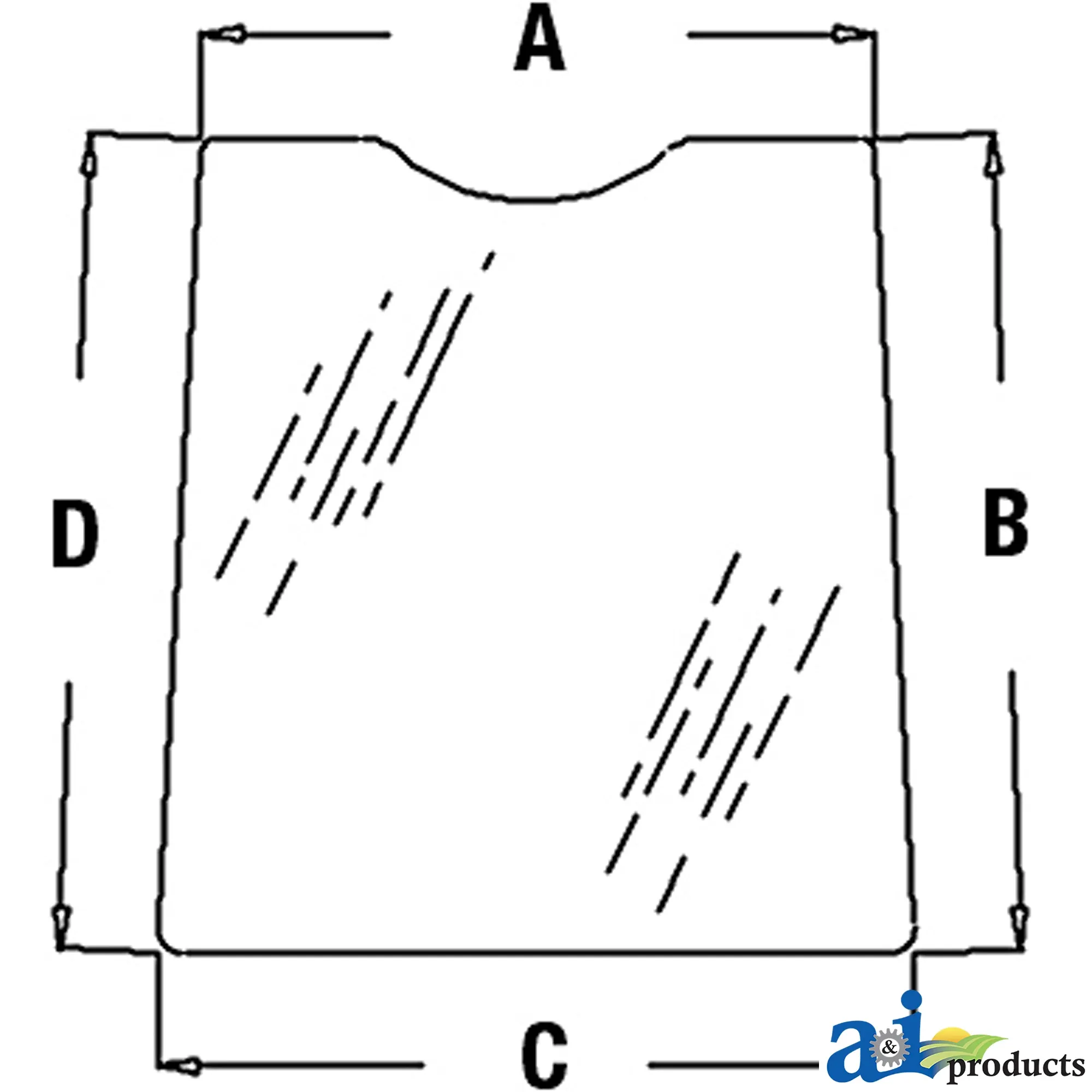 A&I Products Left Side Upper Cab Door Windowpane - A-T133335