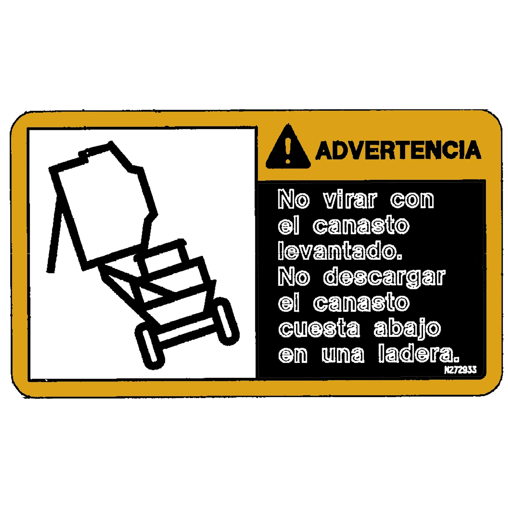 John Deere Tip Warning Decal, Spanish - N272933