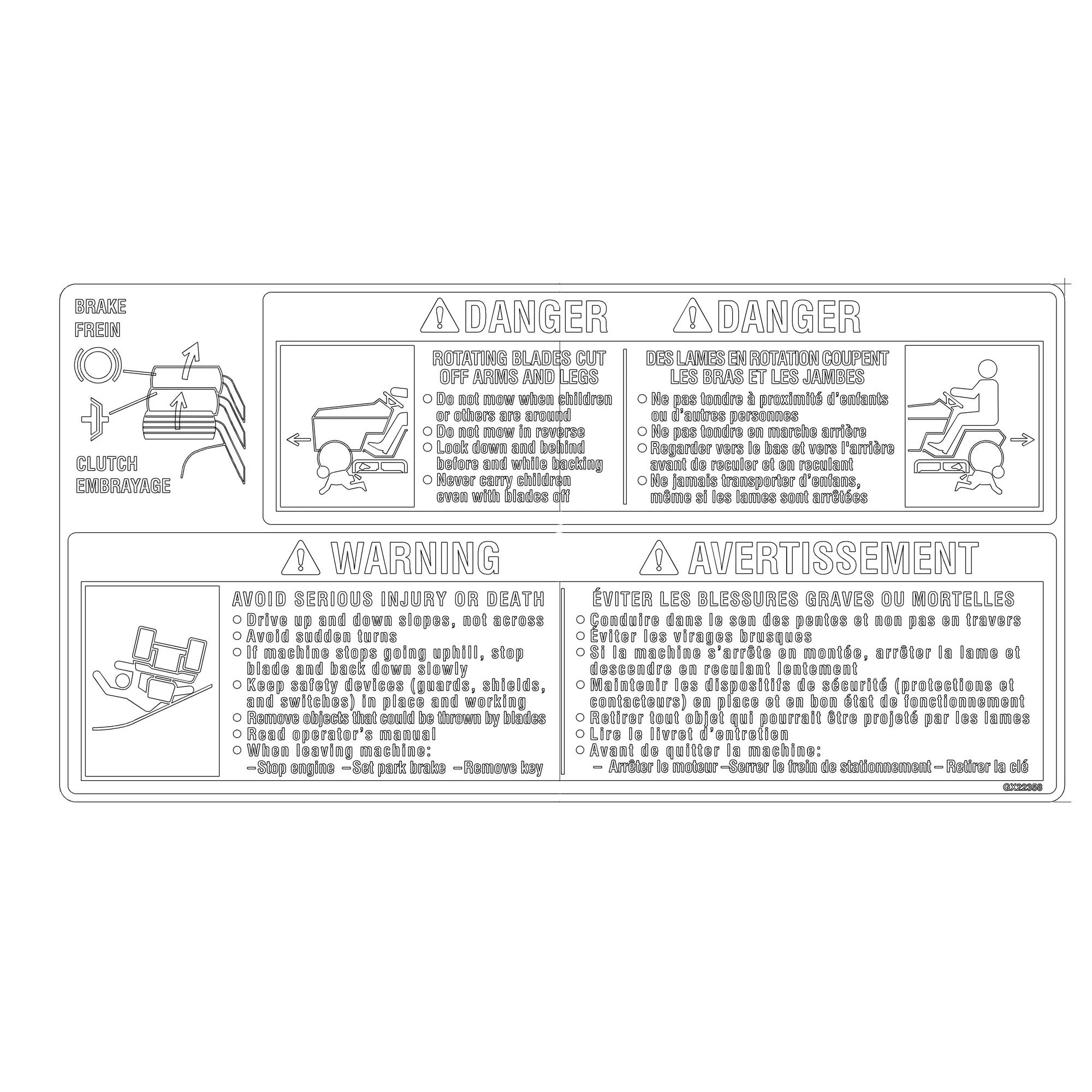 John Deere Danger Warning Label - GX22358