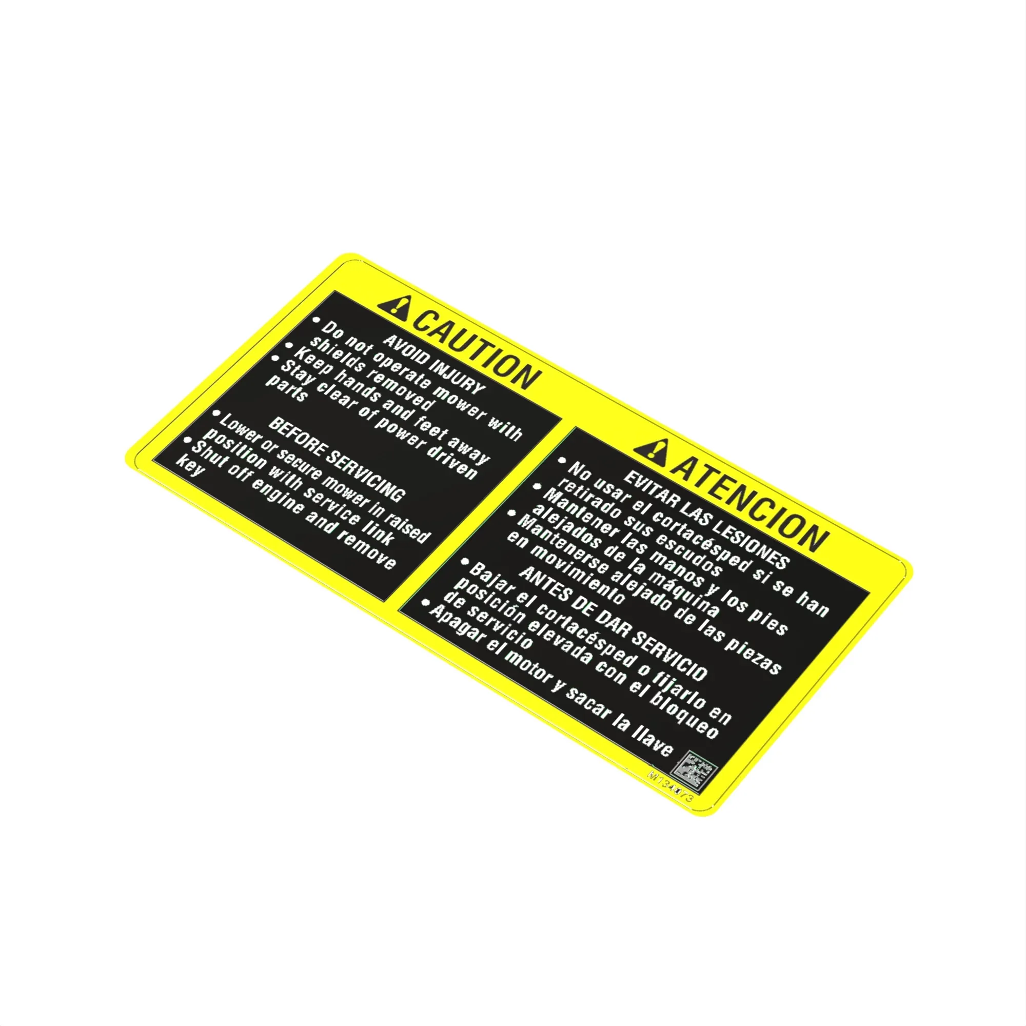 John Deere Caution Mower Deck Label - M134073
