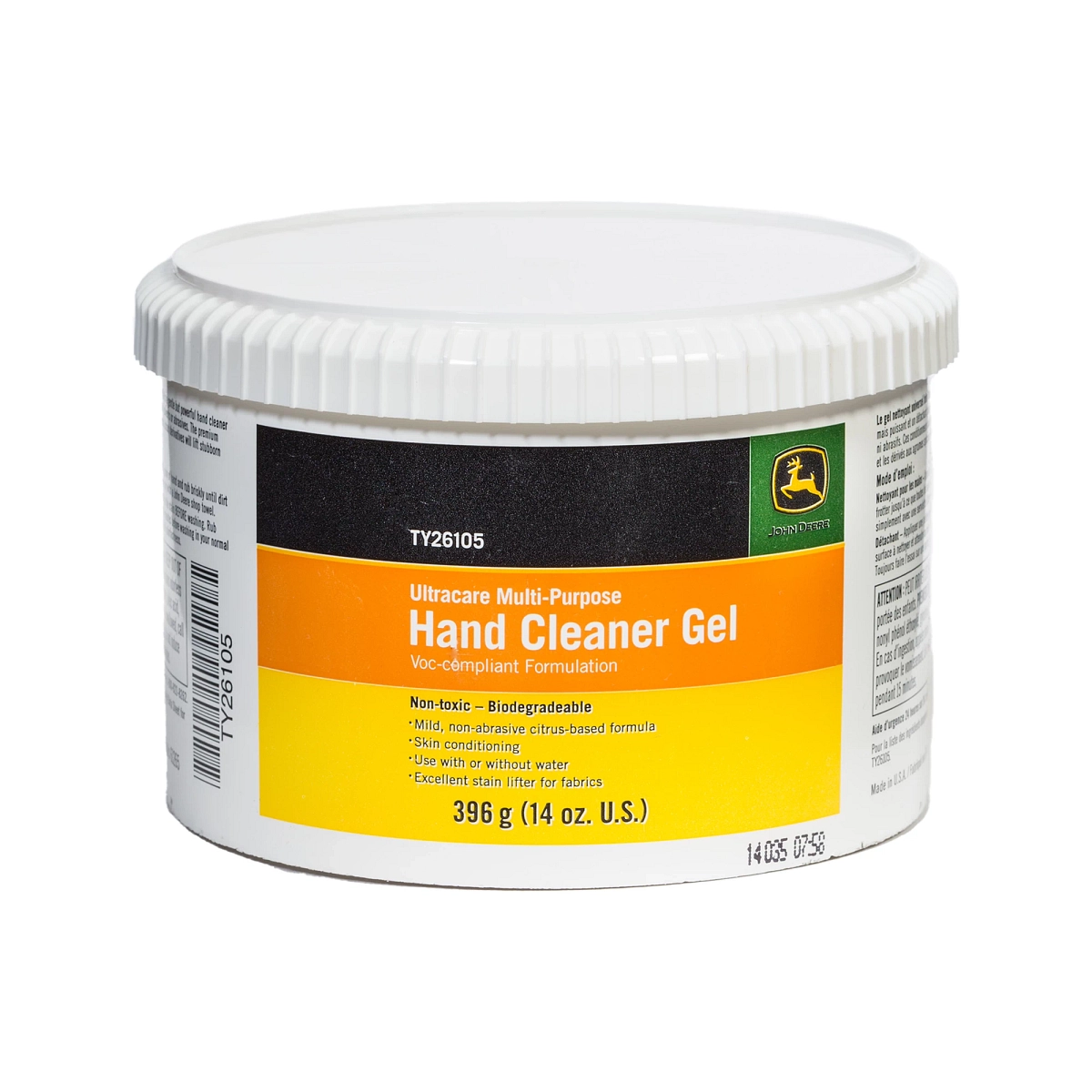 John Deere Multi-Purpose Hand Cleaner Gel, VOC Compliant Formulation, 396 gram (14 Oz) - TY26105