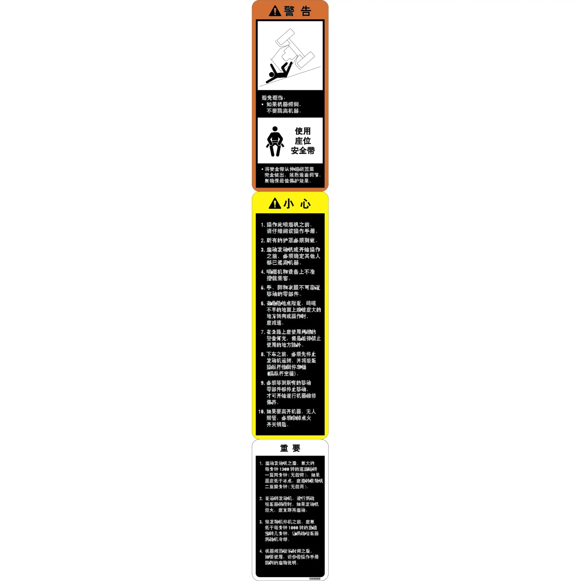 N308358: Roll Over Protection System (ROPS) Label, Warning, Caution ...