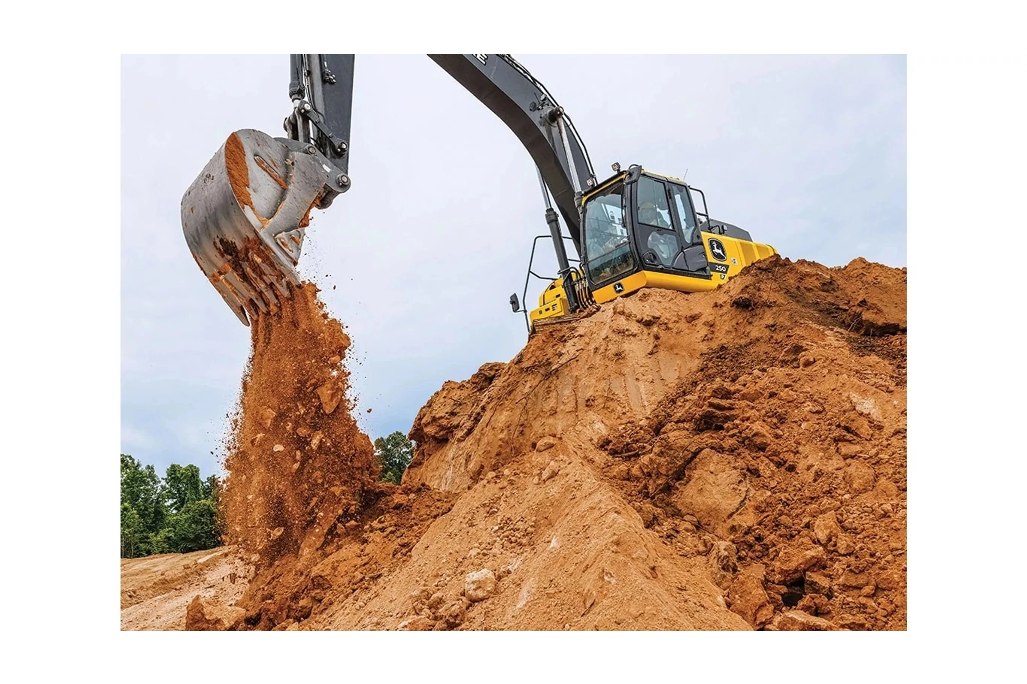 250 P-Tier excavator on a dirt field