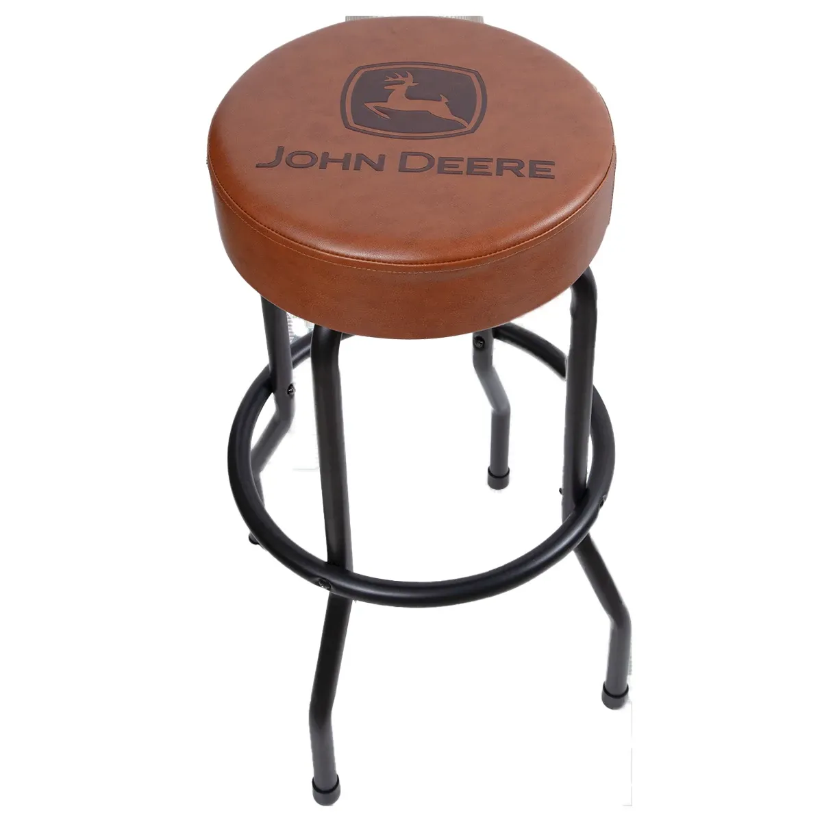 "Matte Brown Garage Stool with Black Legs"