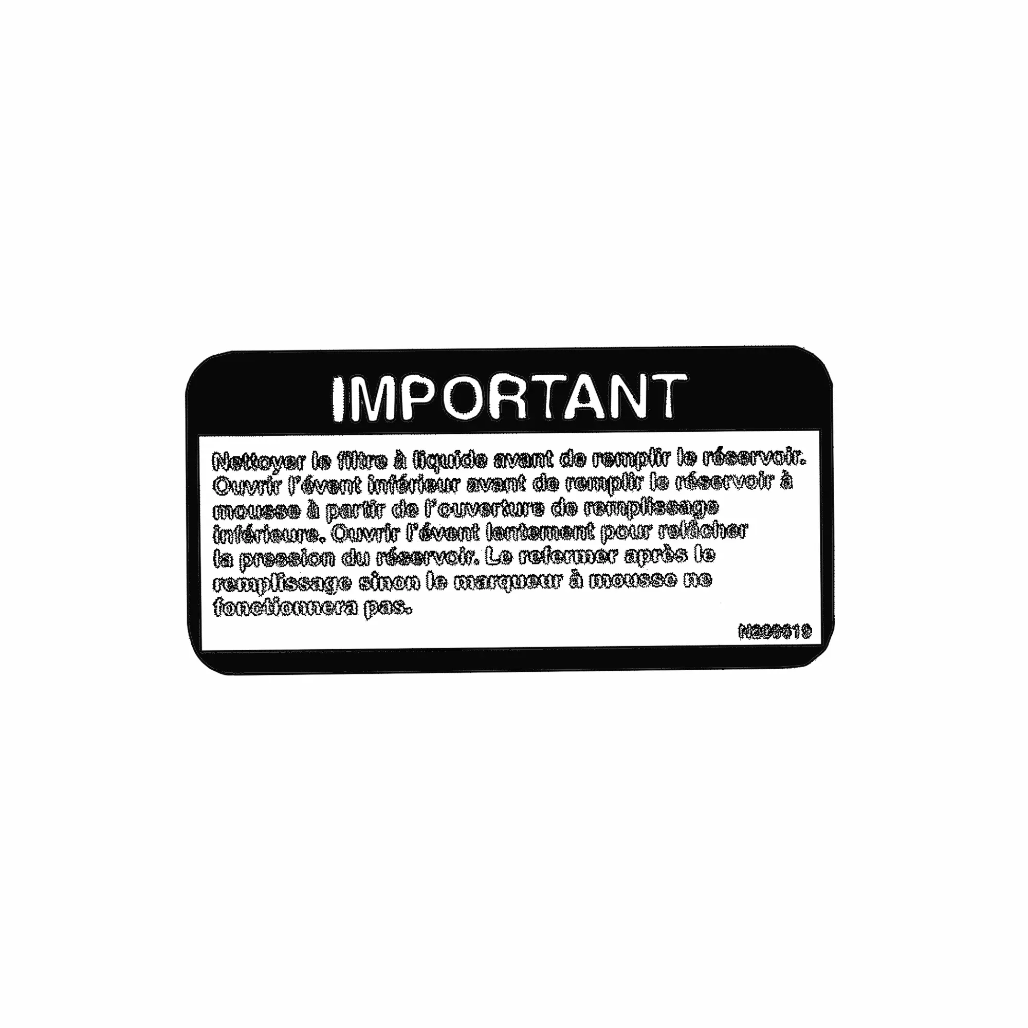 John Deere Vent Valve Label, French - N208619