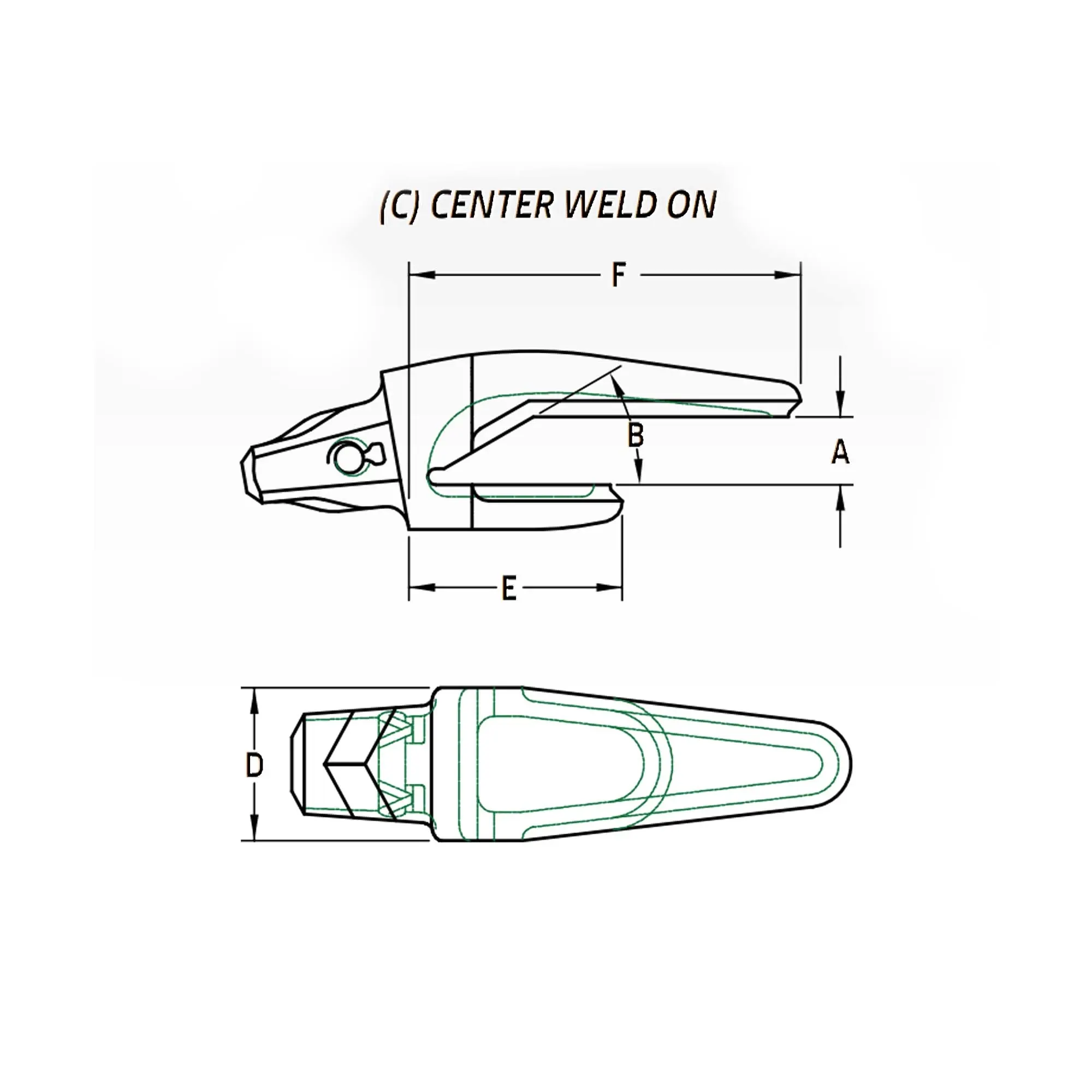 John Deere TK Tooth Adapter, Bolt-On Center, TK400 Series - TK400C150