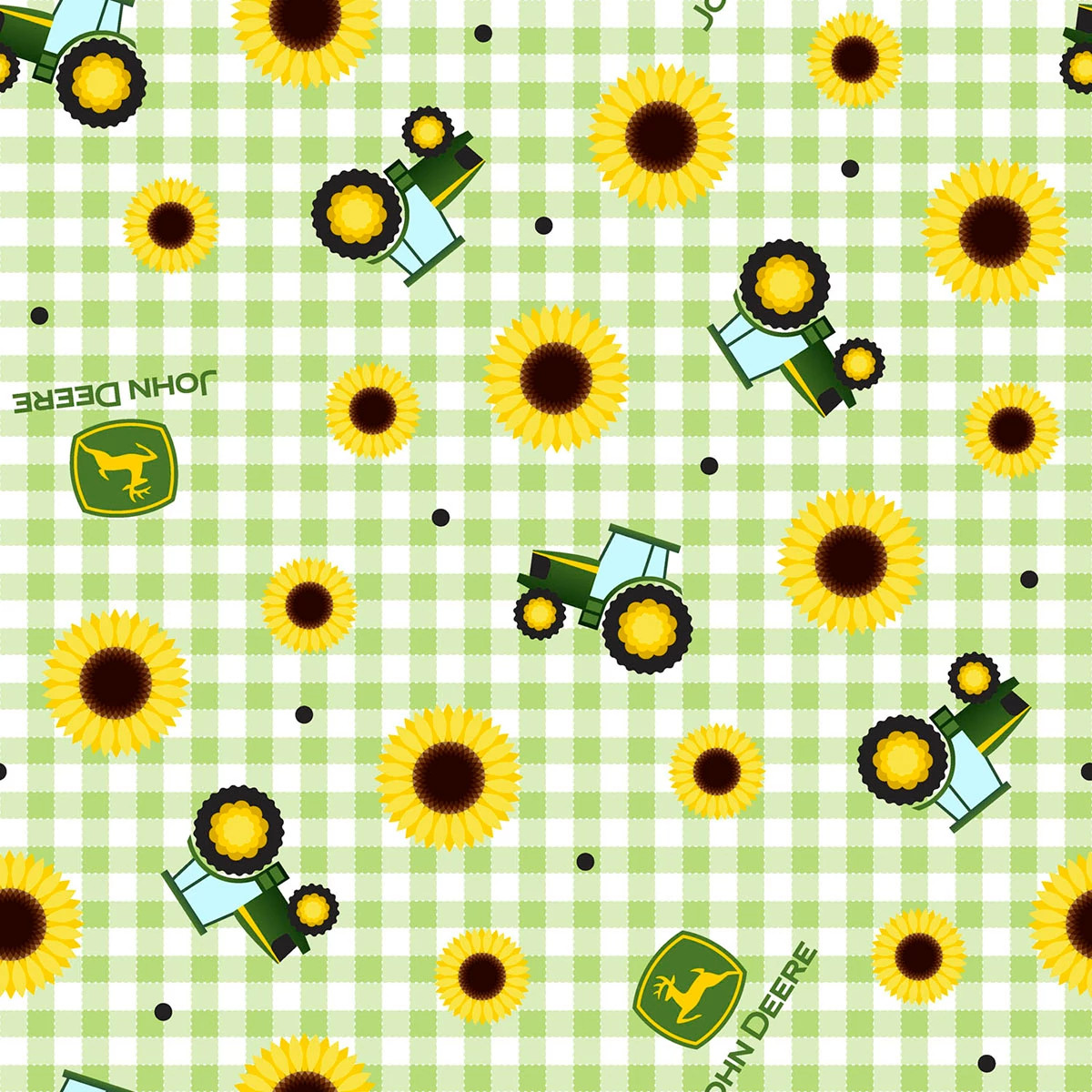 Fabric By The Yard - Sunflowers and Tractors Print