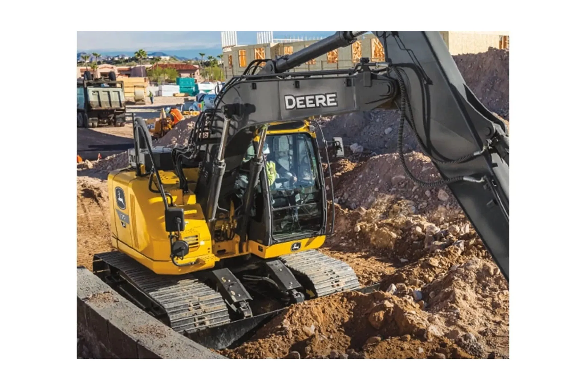 1050P-Tier Large Dozer with a close up of a yellow and black excavator on a dirt field