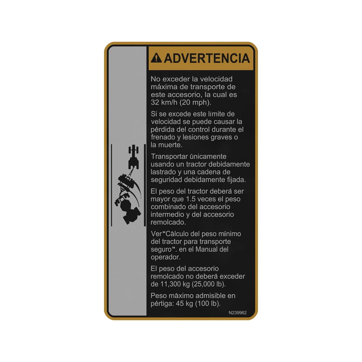 Sign, Safety Decal, 2510 Rearhitch S